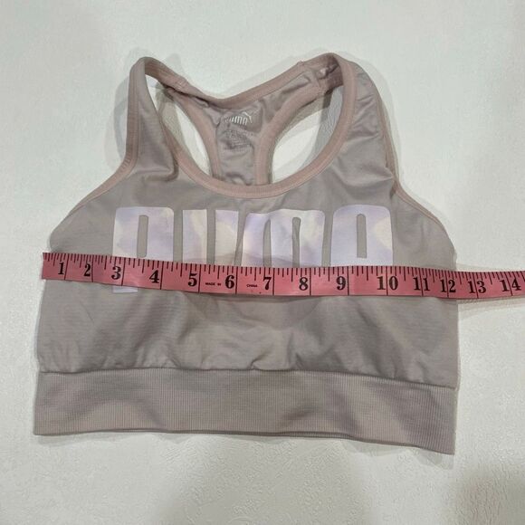 Puma Sports Bra Mauve Pink Iridescent Logo Racerback Size Small - Picture 4 of 5